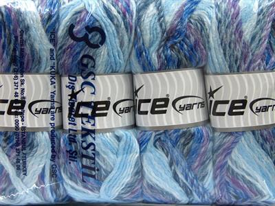 4x100gr. MYSTIQUE Yün, Akrilik Mor, Gri, Mavi Tonları Kışlık, Yün, Batik Desenli, Kalın