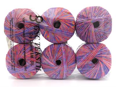 6x50gr. NAMASTE  Mavi, Mor, Kırmızı, Leylak, Sarı, Somon Şerit, Yazlık İplikler, Batik Desenli, Kalın