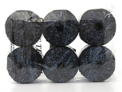 6x50gr. NAMASTE GLITZ Metalik Simli Siyah, Mavi Şerit, Yazlık İplikler, Batik Desenli, Kalın