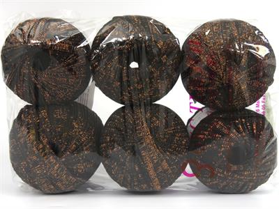 6x50gr. NAMASTE GLITZ Metalik Simli Siyah, Bakır Şerit, Yazlık İplikler, Batik Desenli, Kalın