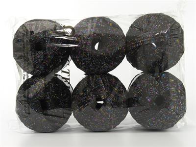 6x50gr. NAMASTE GLITZ Metalik Simli Siyah, Gökkuşağı Şerit, Yazlık İplikler, Batik Desenli, Kalın