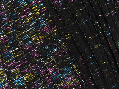 6x50gr. NAMASTE GLITZ Metalik Simli Siyah, Gökkuşağı Şerit, Yazlık İplikler, Batik Desenli, Kalın