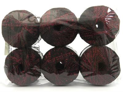 6x50gr. NAMASTE GLITZ Metalik Simli Siyah, Kırmızı Şerit, Yazlık İplikler, Batik Desenli, Kalın