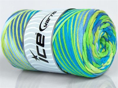 1x250gr. NATURAL COTTON COLOR 3MM Pamuk Mavi, Leylak, Yeşil Tonları Yazlık İplikler, Pamuk, Batik Desenli, Kalın