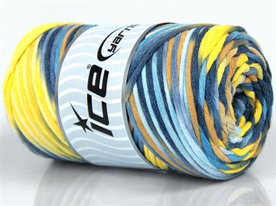 1x250gr. NATURAL COTTON COLOR 3MM Pamuk Mavi Tonları, Sarı Tonları Yazlık İplikler, Pamuk, Batik Desenli, Kalın