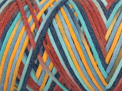 1x250gr. NATURAL COTTON COLOR 3MM Pamuk Altın, Bakır, Mavi Tonları, Nane Yeşil Yazlık İplikler, Pamuk, Batik Desenli, Kalın