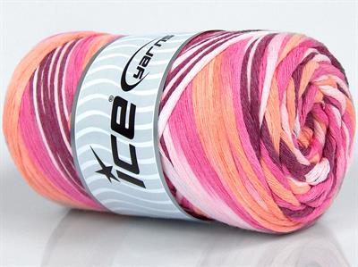 1x250gr. NATURAL COTTON COLOR 3MM Pamuk Turuncu, Maron, Pembe tonları Yazlık İplikler, Pamuk, Batik Desenli, Kalın