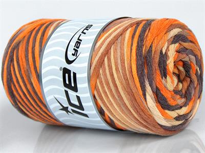 1x250gr. NATURAL COTTON COLOR 3MM Pamuk Turuncu, Sarı, Kahverengi Tonları Yazlık İplikler, Pamuk, Batik Desenli, Kalın