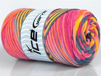 1x250gr. NATURAL COTTON COLOR 3MM Pamuk Pembe, Turuncu, Sarı, Açık Gri Yazlık İplikler, Pamuk, Batik Desenli, Kalın