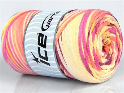 1x250gr. NATURAL COTTON COLOR 3MM Pamuk Pembe, Turuncu, Sarı Yazlık İplikler, Pamuk, Batik Desenli, Kalın