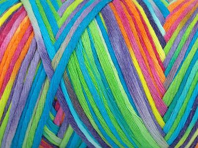 1x250gr. NATURAL COTTON COLOR 3MM Pamuk Gökkuşağı Yazlık İplikler, Pamuk, Batik Desenli, Kalın