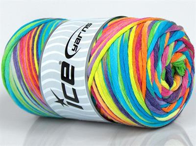 1x250gr. NATURAL COTTON COLOR 3MM Pamuk Gökkuşağı Yazlık İplikler, Pamuk, Batik Desenli, Kalın