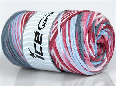 1x250gr. NATURAL COTTON COLOR 3MM Pamuk Kırmızı, Gri, Açık Mavi, Pembe tonları Yazlık İplikler, Pamuk, Batik Desenli, Kalın