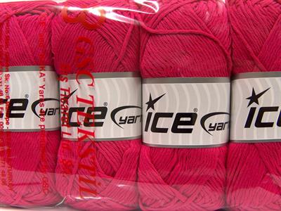 4x100gr. NATURAL COTTON Pamuk Fuşya Yazlık İplikler, Pamuk, %100 Pamuk