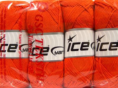 4x100gr. NATURAL COTTON Pamuk Turuncu Yazlık İplikler, Pamuk, %100 Pamuk