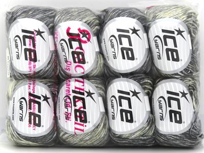 Lot of 8 Skeins Ice Yarns NAUTILUS (20% Wool) Yarn Cream Shades Black