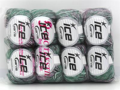 Lot of 8 Skeins Ice Yarns NAUTILUS (20% Wool) Yarn Green White Purple