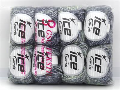 Lot of 8 Skeins Ice Yarns NAUTILUS (20% Wool) Yarn Purple White Light Green