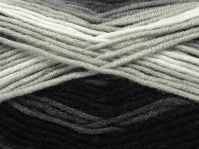 4x100gr. NICE BABY Premium Akrilik Siyah, Gri Tonları Kışlık, Bebe, Batik Desenli, Worsted, 100% Akrilik