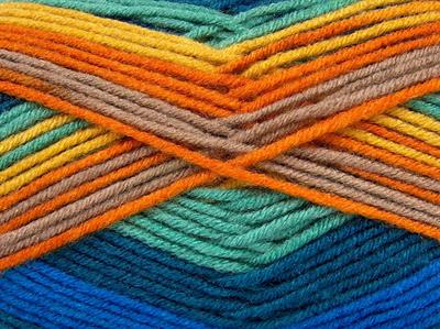 Lot of 4 x 100gr Skeins Ice Yarns NICE BABY Yarn Gold Shades Camel Blue Shades Green