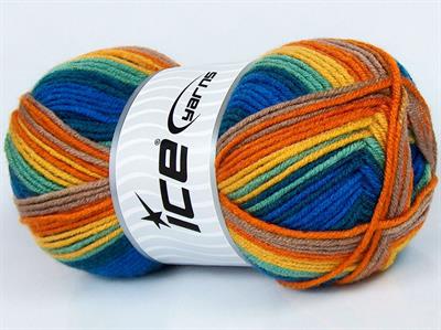 Lot of 4 x 100gr Skeins Ice Yarns NICE BABY Yarn Gold Shades Camel Blue Shades Green
