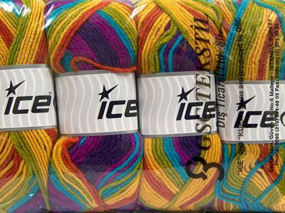 Lot of 4 x 100gr Skeins Ice Yarns NICE BABY Yarn Maroon Fuchsia Gold Orange Green Turquoise