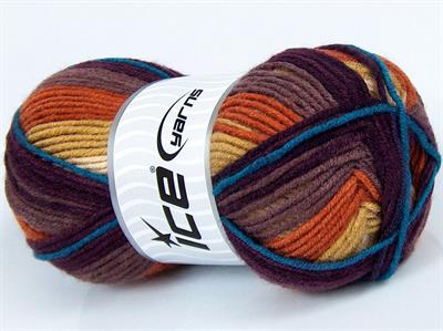 Lot of 4 x 100gr Skeins Ice Yarns NICE BABY Yarn Maroon Shades Copper Light Khaki Turquoise