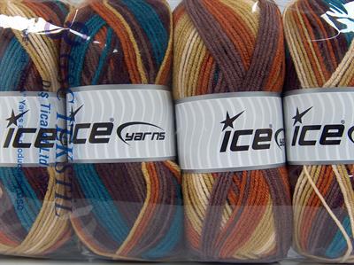 Lot of 4 x 100gr Skeins Ice Yarns NICE BABY Yarn Maroon Shades Copper Light Khaki Turquoise
