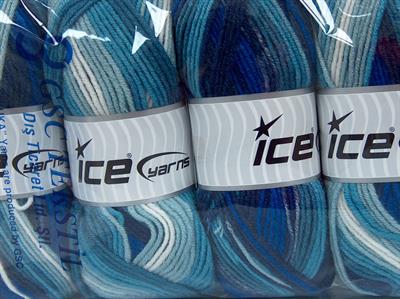 Lot of 4 x 100gr Skeins Ice Yarns NICE BABY Yarn Blue Shades White