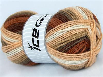 Lot of 4 x 100gr Skeins Ice Yarns NICE BABY Yarn Brown Shades White