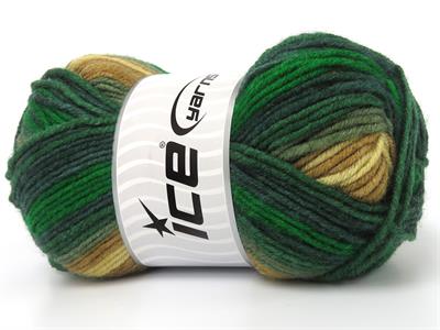 Lot of 4 x 100gr Skeins Ice Yarns NICE BABY Yarn Green Shades Camel Shades