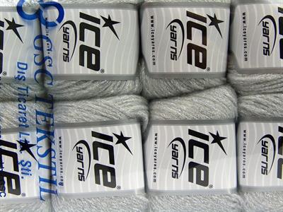 8x50gr. NIGHT STAR Viskon, Yün, Akrilik, Metalik Simli Gümüş, Açık Gri Metalik Simli, Kışlık, Yün, Viskon, Zincir