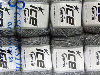 8x50gr. NIGHT STAR Viskon, Yün, Akrilik, Metalik Simli Gri, Gümüş Metalik Simli, Kışlık, Yün, Viskon, Zincir