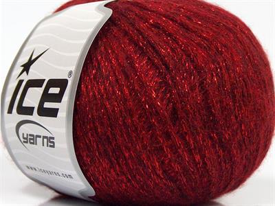 8x50gr. NIGHT STAR Viskon, Yün, Akrilik, Metalik Simli Kırmızı Metalik Simli, Kışlık, Yün, Viskon, Zincir