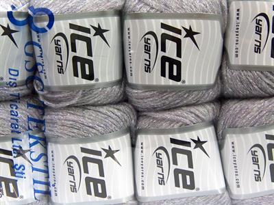 8x50gr. NIGHT STAR Viskon, Yün, Akrilik, Metalik Simli Gümüş, Açık Gri, Açık Lila Metalik Simli, Kışlık, Yün, Viskon, Zincir