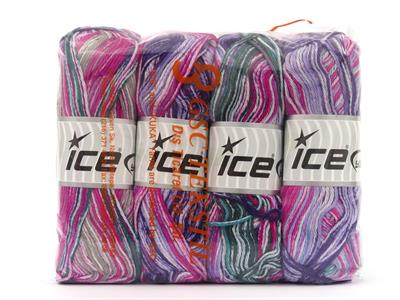 4x100gr. NOBLE COTTON PRINT Pamuk Yeşil, Pembe tonları, Bej, Mor Tonları Bebe, Yazlık İplikler, Pamuk, %100 Pamuk, Worsted
