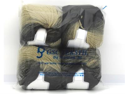 4x100gr. NORDIC LIGHT Yün, Akrilik Siyah, Deve Tüyü Kışlık, Yün, Batik Desenli, Worsted, Zincir, Akrilik