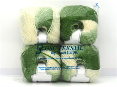 4x100gr. NORDIC LIGHT Yün, Akrilik Yeşil, Krem Kışlık, Yün, Batik Desenli, Worsted, Zincir, Akrilik