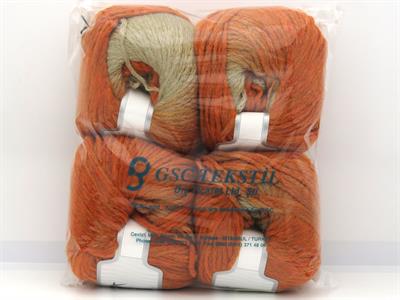 4x100gr. NORDIC LIGHT Yün, Akrilik Turuncu, Açık Kamel Kışlık, Yün, Batik Desenli, Worsted, Zincir, Akrilik