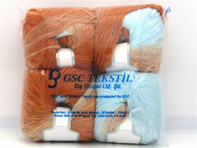 4x100gr. NORDIC LIGHT Yün, Akrilik Turuncu, Cam Göbeği, Açık Kamel Kışlık, Yün, Batik Desenli, Worsted, Zincir, Akrilik