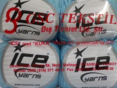 Lot of 4 Skeins Ice Yarns ORGANIC BABY COTTON (100% Organic Cotton) Yarn Baby Blue