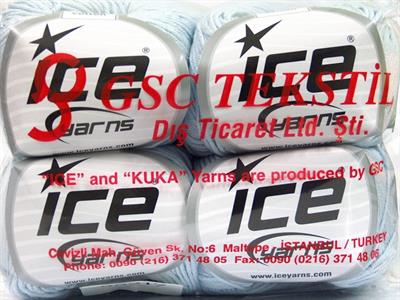 Lot of 4 Skeins Ice Yarns ORGANIC BABY COTTON (100% Organic Cotton) Yarn Light Blue