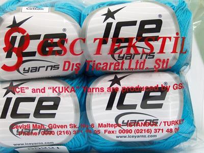 Lot of 4 Skeins Ice Yarns ORGANIC BABY COTTON (100% Organic Cotton) Yarn Turquoise