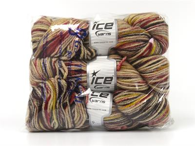 Lot of 3 x 100gr Skeins Ice Yarns ORGANIC WOOL BULKY HAND PAINT (100% Organic Wool) Yarn Black Red Copper Cream Gold