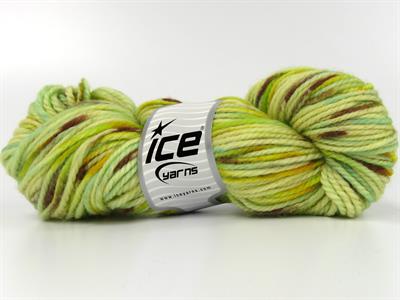 Lot of 3 x 100gr Skeins Ice Yarns ORGANIC WOOL BULKY HAND PAINT (100% Organic Wool) Yarn Green Shades Brown Cream Gold