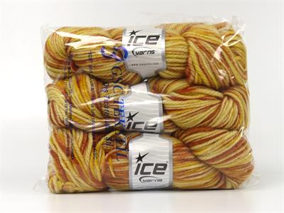 3x100gr. ORGANIC WOOL BULKY HAND PAINT Altın tonları  Lüks, Kışlık, Yün, 100% Yün, Kalın, El Boyama, Keçe