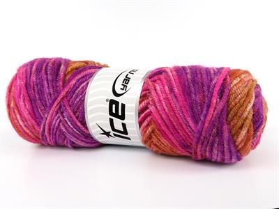 4x100gr. ORLANDO Premium Akrilik Pembe, Mor, Altın tonları Kışlık, Düz iplikler, Batik Desenli, Worsted, 100% Akrilik , Akrilik