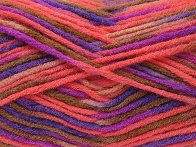 4x100gr. PARTY Akrilik Kahverengi, Pembe tonları, Mor Tonları Kışlık, Batik Desenli, Worsted, 100% Akrilik