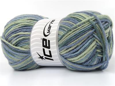 4x100gr. PARTY Akrilik Yeşil Tonları, Mavi Tonları Kışlık, Batik Desenli, Worsted, 100% Akrilik