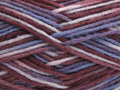 4x100gr. PARTY Akrilik Leylak, Açık Mavi, Bordo Tonları Kışlık, Batik Desenli, Worsted, 100% Akrilik